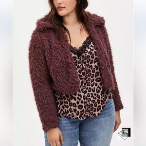 Torrid Faux Fur Sherpa Cropped Jacket Size 2